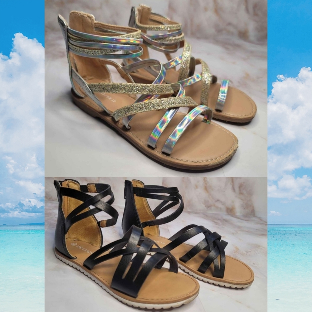 Girls gladiator sandals (both pairs)